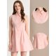 thumbnail image 2 of Allegra K Vestido Camisero Casual Sin Mangas Con Botones De Algodón Para Mujer Rosa L Unique Bargains Casual, 2 of 6