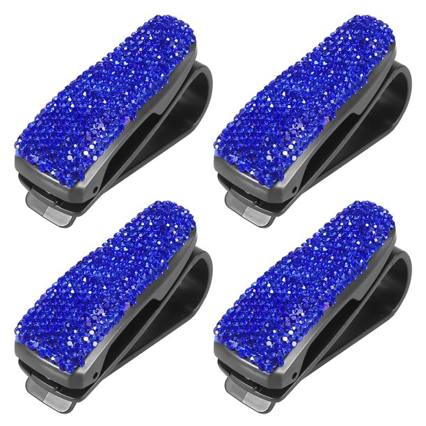 4uds Universal Visor Gafas Colgador para Coche Imitación Cristal Marino Azul Unique Bargains Gafas Colgador