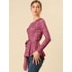 thumbnail image 4 of Allegra K Tops Peplum De Oto?o Con Volantes Y Estampado Floral De Manga Larga Para Mujer cereza XS Unique Bargains Blusa, 4 of 6