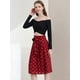 thumbnail image 4 of Allegra K Falda midi vintage de cintura alta elástica con cinturón para mujer Corazones rojos M Unique Bargains Falda, 4 of 6