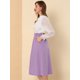 thumbnail image 4 of Falda de algodón de cintura elástica vintage campesina para mujer Faldas médicas a media pierna con Unique Bargains Falda, 4 of 6