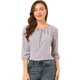 thumbnail image 2 of Blusa floral de manga raglán con cuello de pajarita 3/4 para mujer Morado claro XS Unique Bargains Blusa, 2 of 6