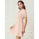 thumbnail image 4 of Allegra K Vestido Floral Acampanado Ajustado Manga De Soplo Botón De Decoración Cuello V Para Mujer Unique Bargains body, 4 of 6