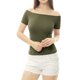 thumbnail image 3 of Disfraz De Día de San Patricio Para Mujer De Manga Corta Con Hombros Descubiertos Y Top Corto Sólido Unique Bargains Blusa, 3 of 6