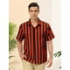 thumbnail image 2 of Camisa a rayas de verano para hombre Camisa con cuello abotonado y mangas cortas con bloques de color Negro Rojo S Unique Bargains Camisa, 2 of 6