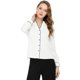 thumbnail image 3 of Allegra K Blusa Top Elegante Cuello En V Recorte De Contraste Mangas Largas De Botón Para Mujeres Blanquecino S Unique Bargains Blusa, 3 of 6