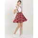thumbnail image 4 of Falda De Tirantes Plisado A Cuadros Con Cintura Elástica Para Mujer Rojo M Unique Bargains Falda, 4 of 7