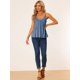 thumbnail image 3 of Camiseta sin mangas informal con cuello en V y tirantes finos sin espalda para mujer Azul XS Unique Bargains Blusa, 3 of 5
