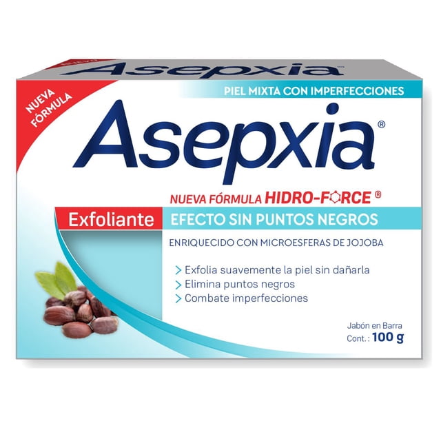Jabón en barra Asepxia exfoliante piel mixta con imperfecciones 100 g