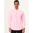 thumbnail image 3 of Camisa de vestir de manga larga con botones de color liso para hombre de negocios Rosa XL Unique Bargains Camisa, 3 of 6