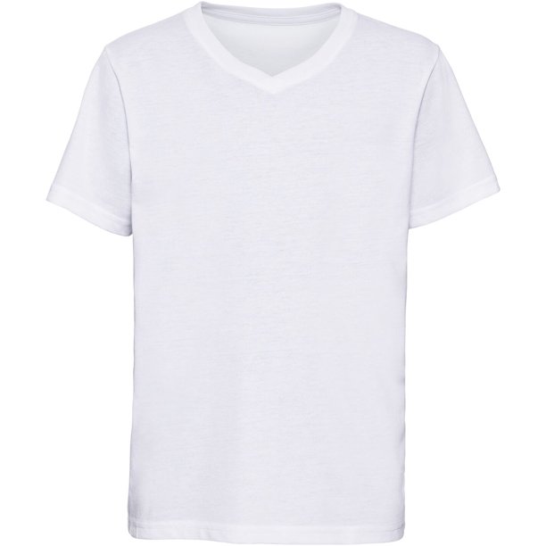 Russell - Camiseta de manga corta con cuello en V para niños (Blanco) Russell UTRW4710_white