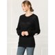 thumbnail image 4 of Allegra K Suéter Suelto Para Mujer Caída Del Hombro Parche De Codo De Gato Negro XL Unique Bargains Suéter, 4 of 6