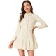 thumbnail image 1 of Allegra K Minivestido de algodón con cuello de punta escalonado y botones en la parte delantera para Unique Bargains Casual, 1 of 6