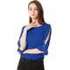 thumbnail image 3 of Allegra K Top de blusa sólida con botones y volantes de media manga con orificios casuales para muje Unique Bargains Blusa, 3 of 6