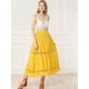thumbnail image 4 of Falda Maxi Con Encaje Y Cintura Elástica Vintage Swing A-Line Para Mujer Amarillo L Unique Bargains Falda, 4 of 6