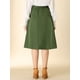 thumbnail image 5 of Falda midi estilo campesina con botones delanteros y bolsillos para mujer Verde M Unique Bargains Falda, 5 of 6