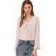 thumbnail image 1 of Allegra K Blusa de gasa con cuello en V y volantes florales con manga acampanada 3/4 para mujer Alba Unique Bargains Blusa, 1 of 6