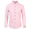 thumbnail image 1 of Camisa de vestir de manga larga con botones de color liso para hombre de negocios Rosa XL Unique Bargains Camisa, 1 of 6