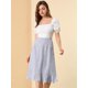 thumbnail image 3 of Allegra K Falda midi dividida con botones en la espalda y dobladillo con volantes florales para mujer Púrpura XS Unique Bargains Falda, 3 of 6