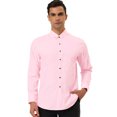 thumbnail image 2 of Camisa de vestir de manga larga con botones de color liso para hombre de negocios Rosa XL Unique Bargains Camisa, 2 of 6