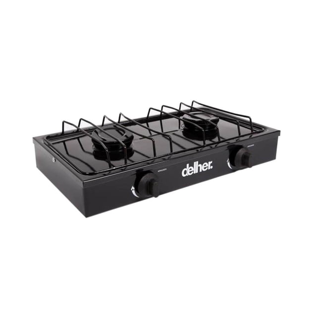 Estufa De Mesa 2 Quemadores Gas LP Color Negro Delher PS2Q-NEG