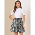 thumbnail image 4 of Falda De Tirantes Plisado A Cuadros Con Cintura Elástica Para Mujer Gris oscuro S Unique Bargains Falda, 4 of 6