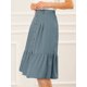 thumbnail image 2 of Allegra K Falda A Media Pierna Con Volantes De Gasa Con Cinturón Y Cintura Alta Vintage Con Decoración De Botones Para Mujer Azul polvoriento XS Unique Bargains Falda, 2 of 6