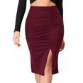 thumbnail image 1 of Faldas Ceñidas Al Cuerpo Para Mujer Falda Lápiz Fruncida Midi Rojo oscuro M Unique Bargains Falda, 1 of 6