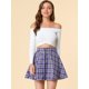 thumbnail image 3 of Allegra K Minifalda de cuadros estilo patinadora metálica con cremallera y cintura alta para mujer P Unique Bargains Falda, 3 of 6