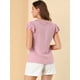 thumbnail image 5 of Allegra K Blusa De Trabajo De Algodón De Cuello De Corbata De Volante Delantero Con Botón De Manga Flutter Para Mujer Rosa claro XL Unique Bargains Camisa, 5 of 6