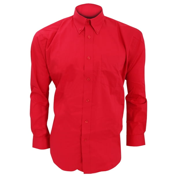 Kustom Kit - Camisa de manga larga formal Modelo Oxford Corporate hombre caballero - Fiesta/Trabajo/ Kustom Kit UTBC594_red