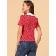 thumbnail image 5 of Allegra K Camiseta Blusa CortaDe Manga Corta Con Cuello Peter Pan Y Lunares Para Mujer Rojo S Unique Bargains Camisa, 5 of 6