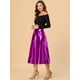 thumbnail image 2 of Falda Midi Holográfica Plisada Acampanada De Cintura Alta Metalizada Brillante Para Mujer Púrpura S Unique Bargains Falda, 2 of 5