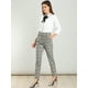 thumbnail image 3 of Pantalón Recortado Oficina Cintura Alta A Cuadros De Tartán Para Mujer Gris Marrón Cuadros M Unique Bargains Pantalones, 3 of 6