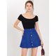 thumbnail image 4 of Falda Corta Acampanada De Cintura Alta Con Cierre De Botón De Gamuza Sintética Para Mujer Azul L Unique Bargains Falda, 4 of 6