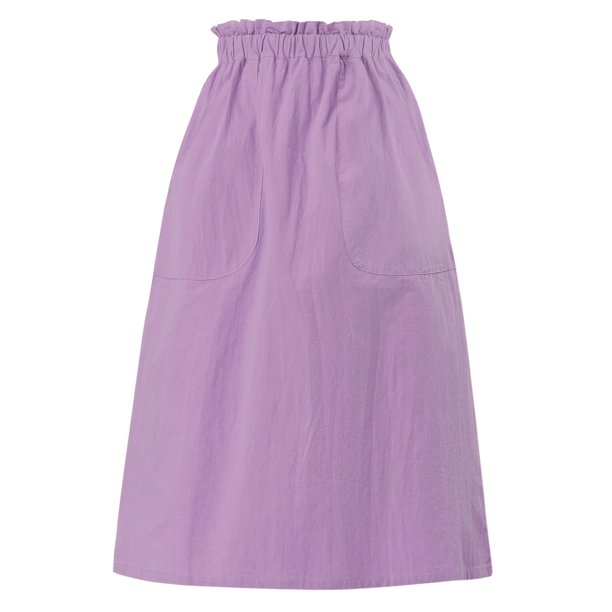 Falda de algodón de cintura elástica vintage campesina para mujer Faldas médicas a media pierna con Unique Bargains Falda