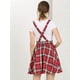 thumbnail image 5 of Falda De Tirantes Plisado A Cuadros Con Cintura Elástica Para Mujer Rojo M Unique Bargains Falda, 5 of 7