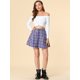 thumbnail image 2 of Allegra K Minifalda de cuadros estilo patinadora metálica con cremallera y cintura alta para mujer P Unique Bargains Falda, 2 of 6