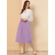 thumbnail image 3 of Falda de algodón de cintura elástica vintage campesina para mujer Faldas médicas a media pierna con Unique Bargains Falda, 3 of 6