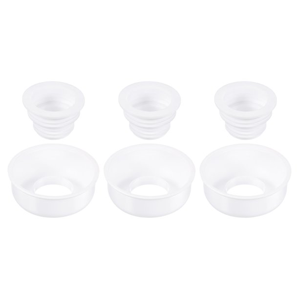 Alcantarillado Drenaje Tubería Sellado Tapón Silicona Manguera Tapón Junta con Decorativa Cubierta para Cocina Baño, Blanco 3 Juegos Unique Bargains Filtros de desagüe para lavabos y bañeras de baño