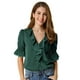 thumbnail image 1 of Blusa De Manga De Campana Con Cuello En V Y Volantes Para Mujer, Blusa Campesina De Gasa Informal Vi Unique Bargains Blusa, 1 of 6