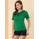 thumbnail image 2 of Blusa casual con cuello en V y cuello con volantes para mujer Verde XL Unique Bargains Blusa, 2 of 6