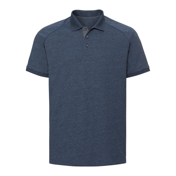 Russell - Polo de jersey diseño HD ranglán para hombre caballero (Azul Marino Jaspeado Brillante) Russell UTPC3635_P