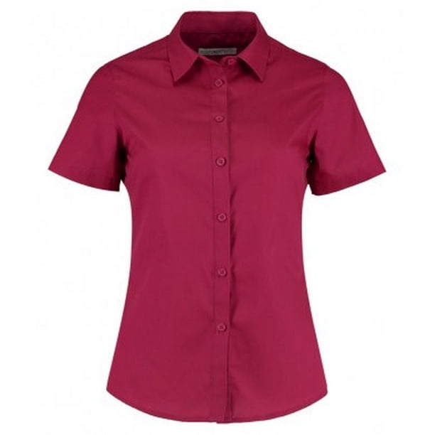 Kustom Kit - Camisa ajustada de popelín con manga corta para mujer (Clarete) Kustom Kit UTPC3073_claret
