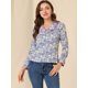 thumbnail image 3 of Allegra K Blusa con cuello Peter Pan para mujer, blusa de gasa de manga larga con botones en contras Unique Bargains Blusa, 3 of 6