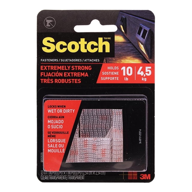 Paquete de 12 Sujetadores 3M Scotch Fijación Extrema 2.54 x 2.54 cm