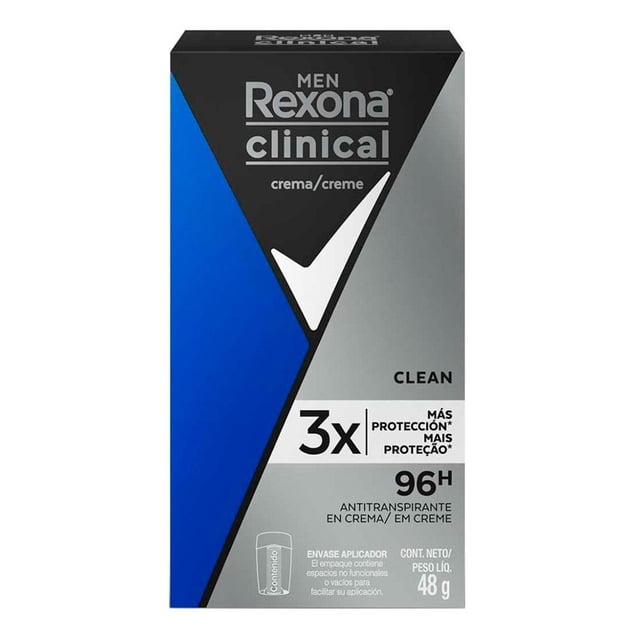 Antitranspirante Rexona clinical clean en crema para caballero 48 g