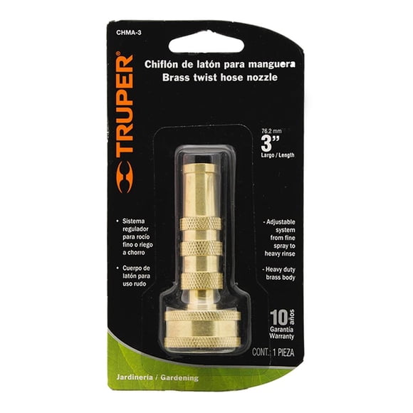 Chiflón para manguera Truper latón 76.2 mm