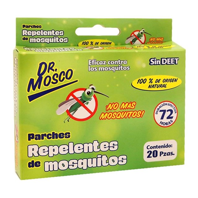 Parches repelentes de mosquitos Lidernova Dr. Mosco sin deet 1 paquete con 20 pzas