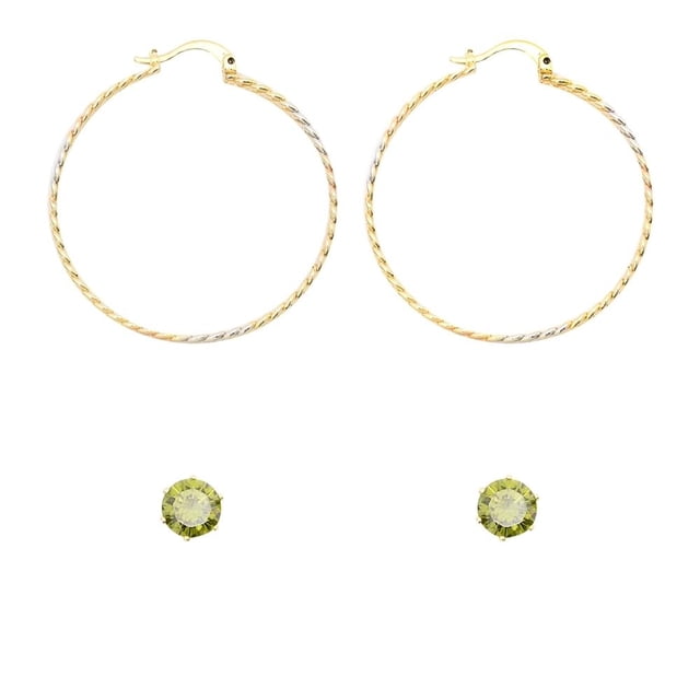 Joyería arracadas y aretes en oro laminado 2 pares